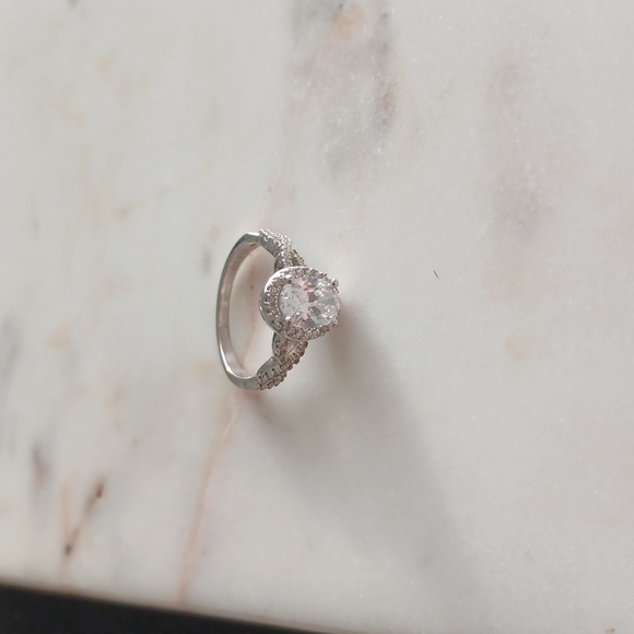 Engagement Ring Sterling Silver Cubic Zirconia Size 7 - Picture 15 of 16